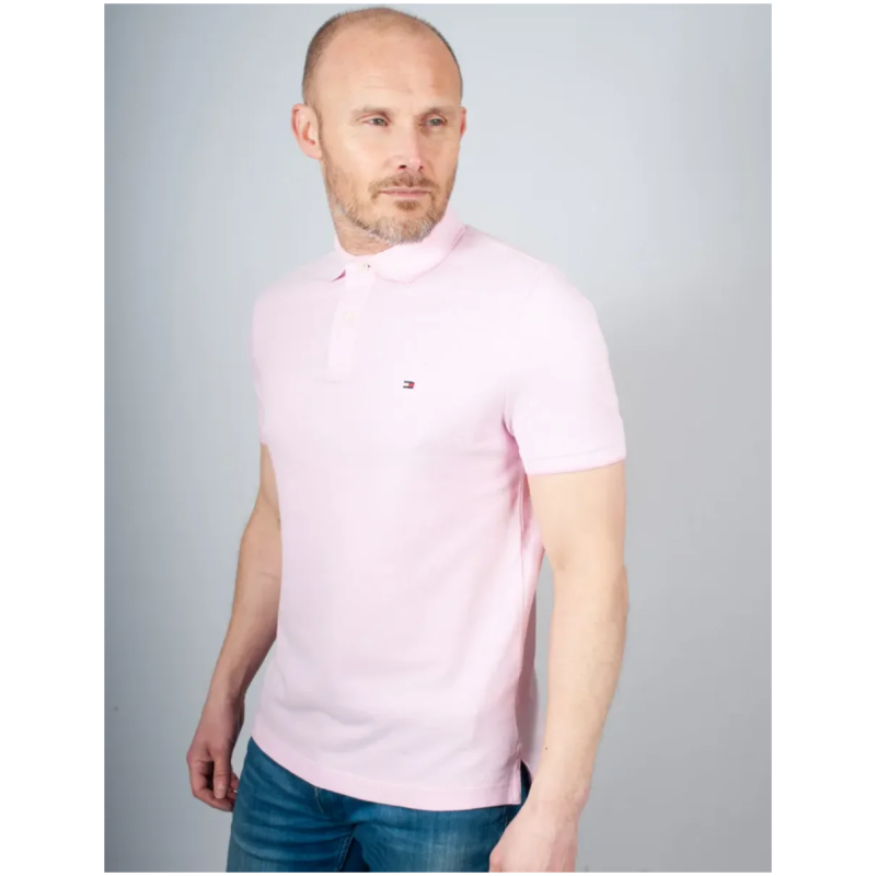 TOMMY HILFIGER Oxford Two Tone Tipped Polo Shirt | Pink